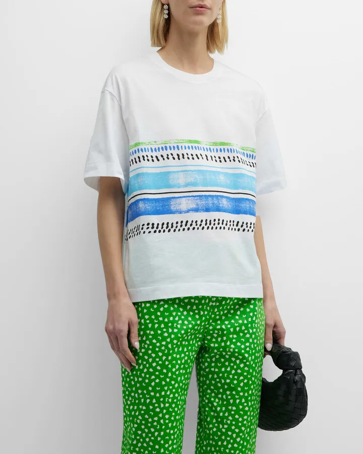 Abstract Striped Jersey T-Shirt