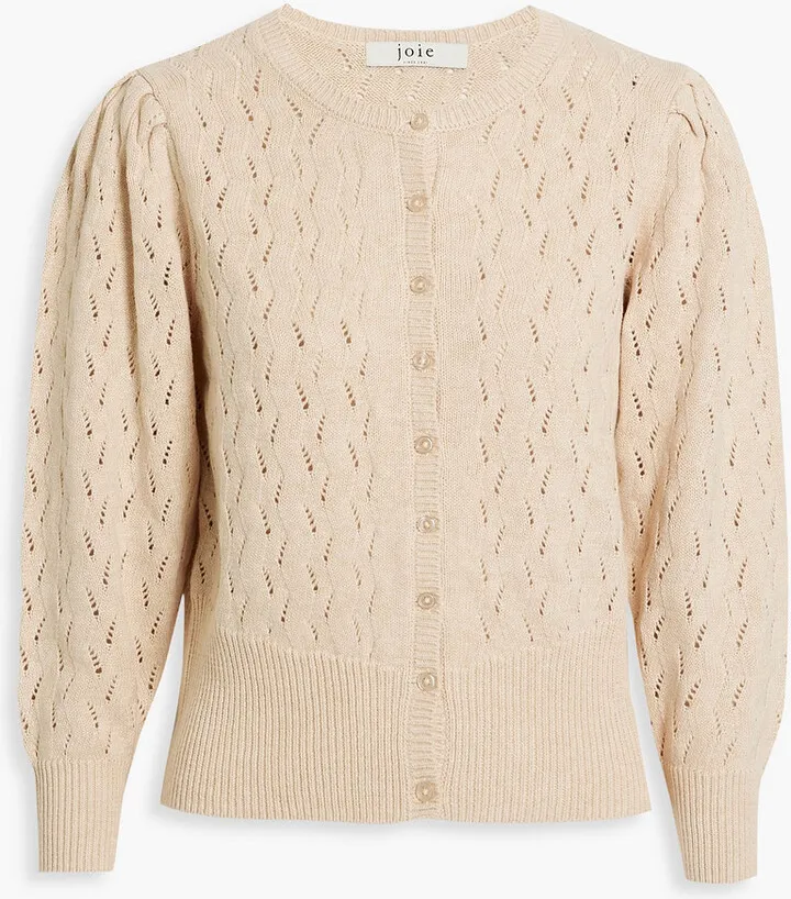 Wilsale pointelle-knit cotton and linen-blend cardigan