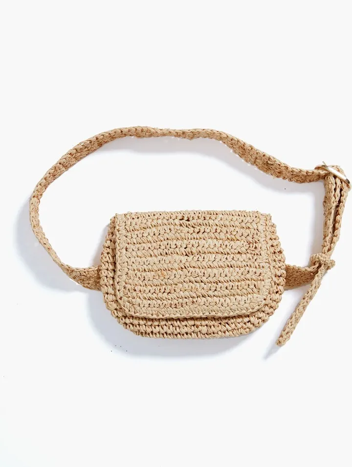 Natural Straw Belt Bag