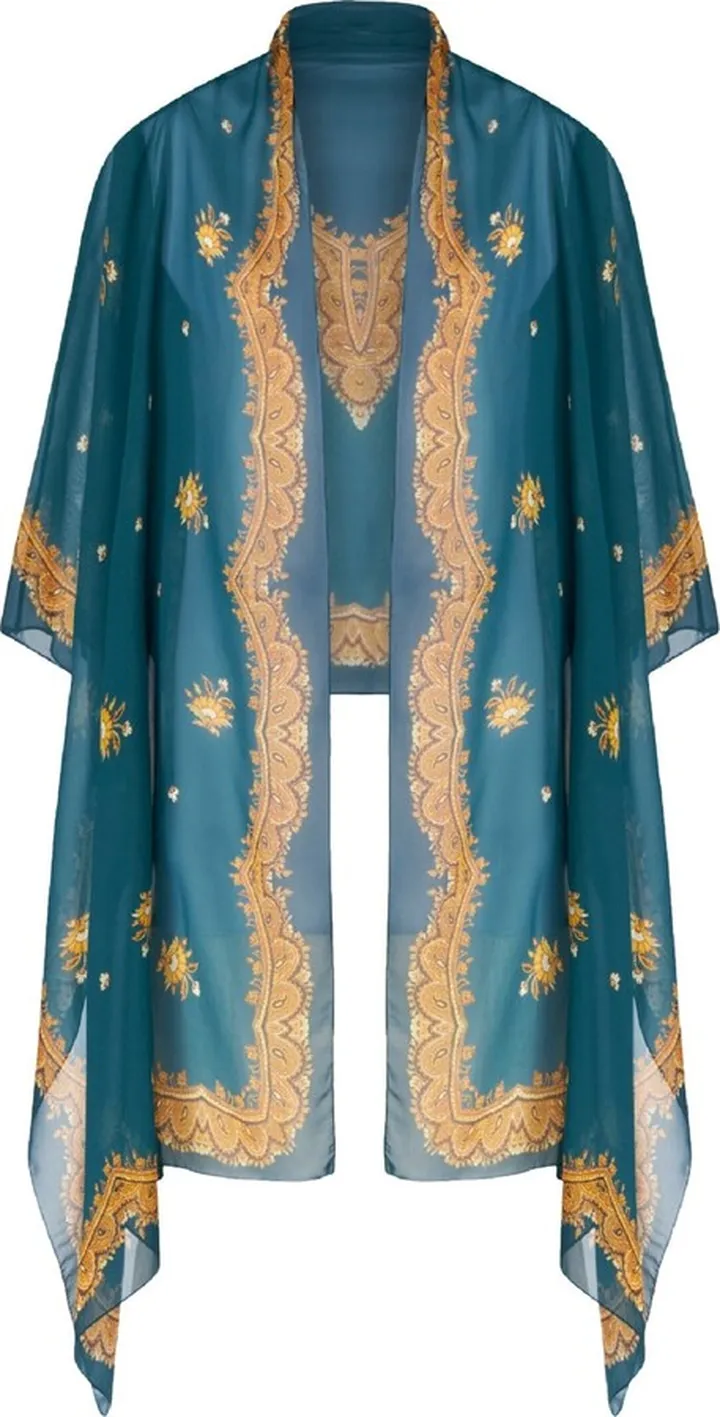 Baroque-Print Silk Cape