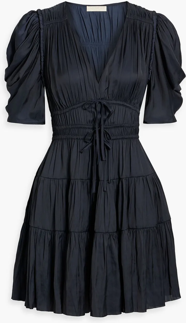 Gathered satin mini dress