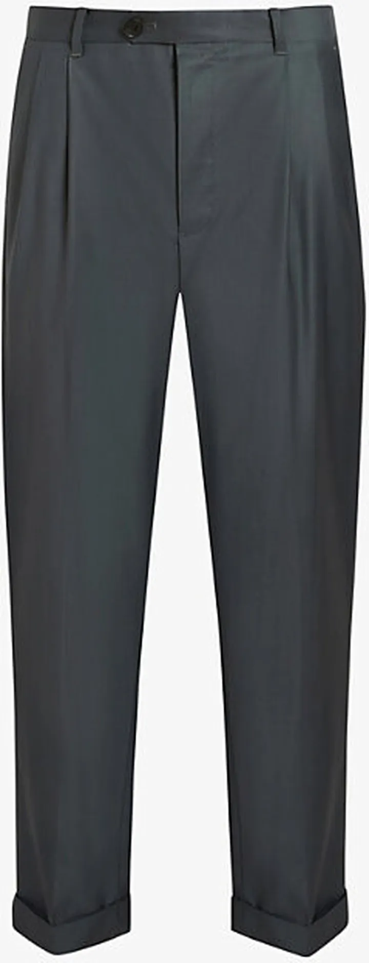 Mens Smoke Blue Berto Relaxed-fit Cropped-length Wool Trousers