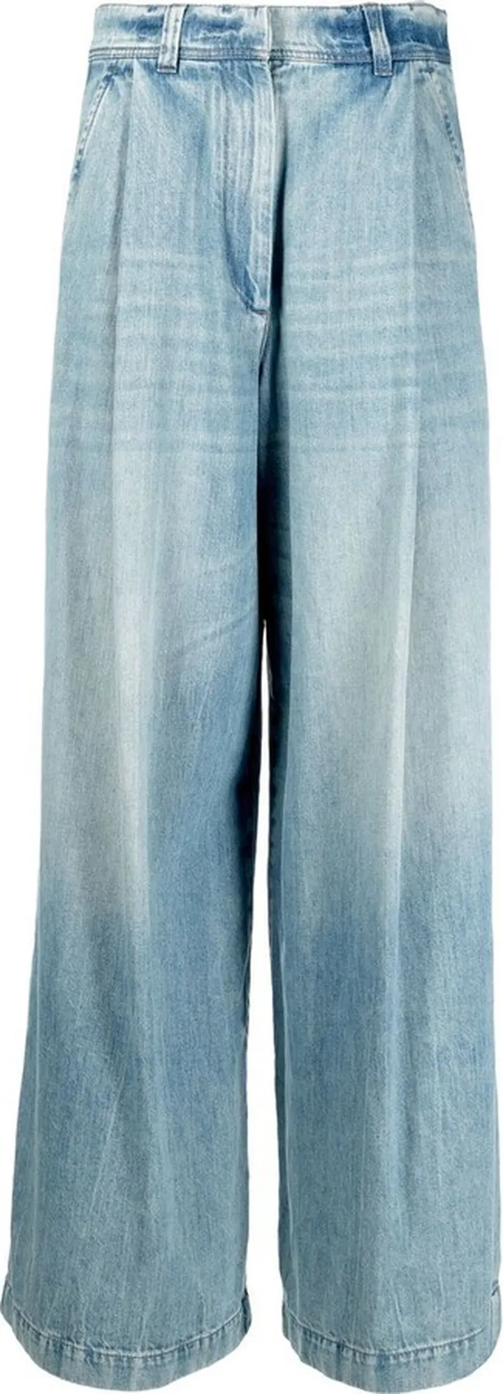 Pleated Wide-Leg Jeans