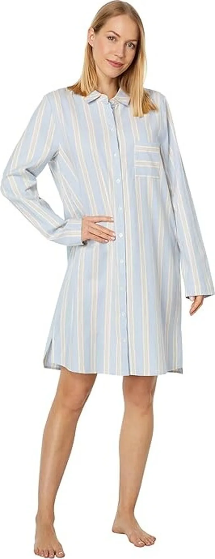 Hanro Loungy Nights Flannel PJ Gown (Soft Stripe) Women's Pajama