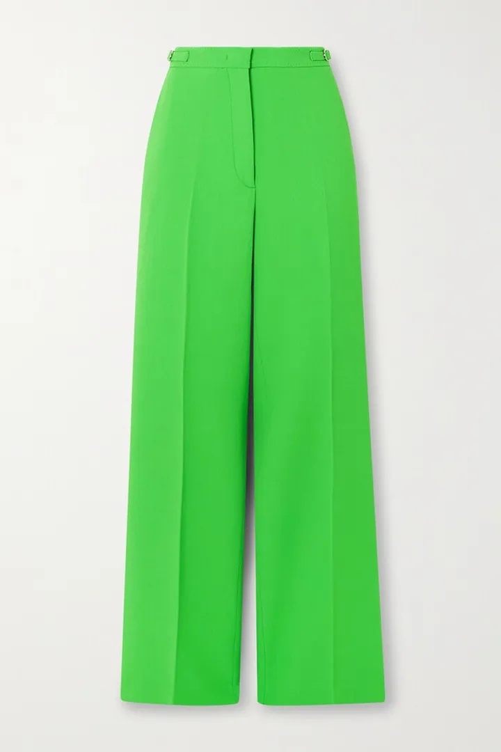 Gabriela Hearst - Vesta Neon Wool-crepe Straight-leg Pants - Green