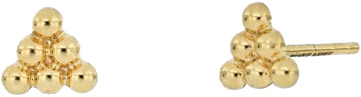 14K Gold Beaded Triangle Stud Earrings