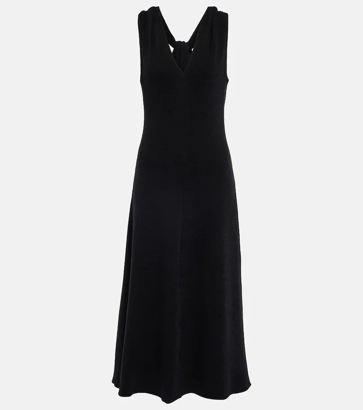 Twisted back wool-blend halter dress