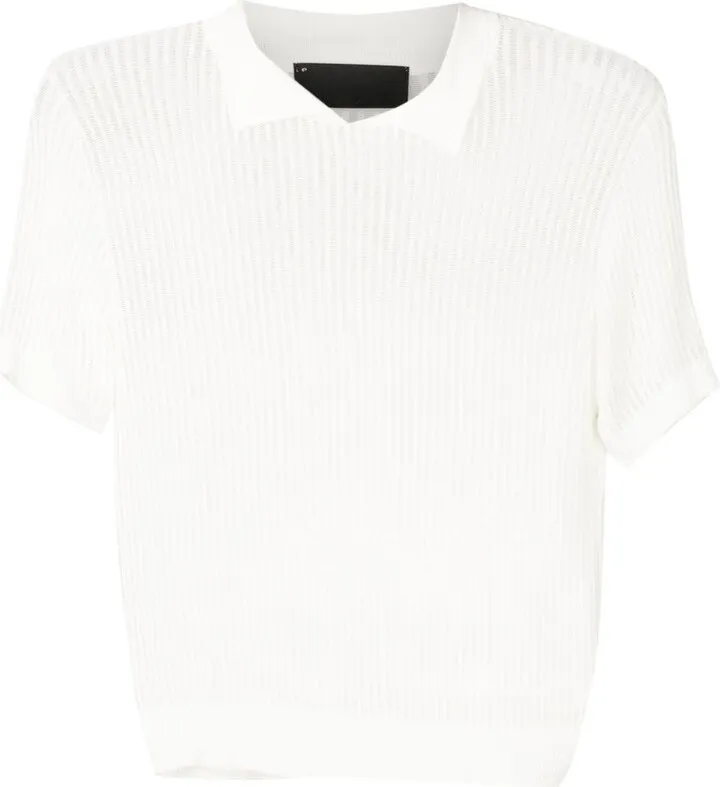 Dela I semi-sheer polo top