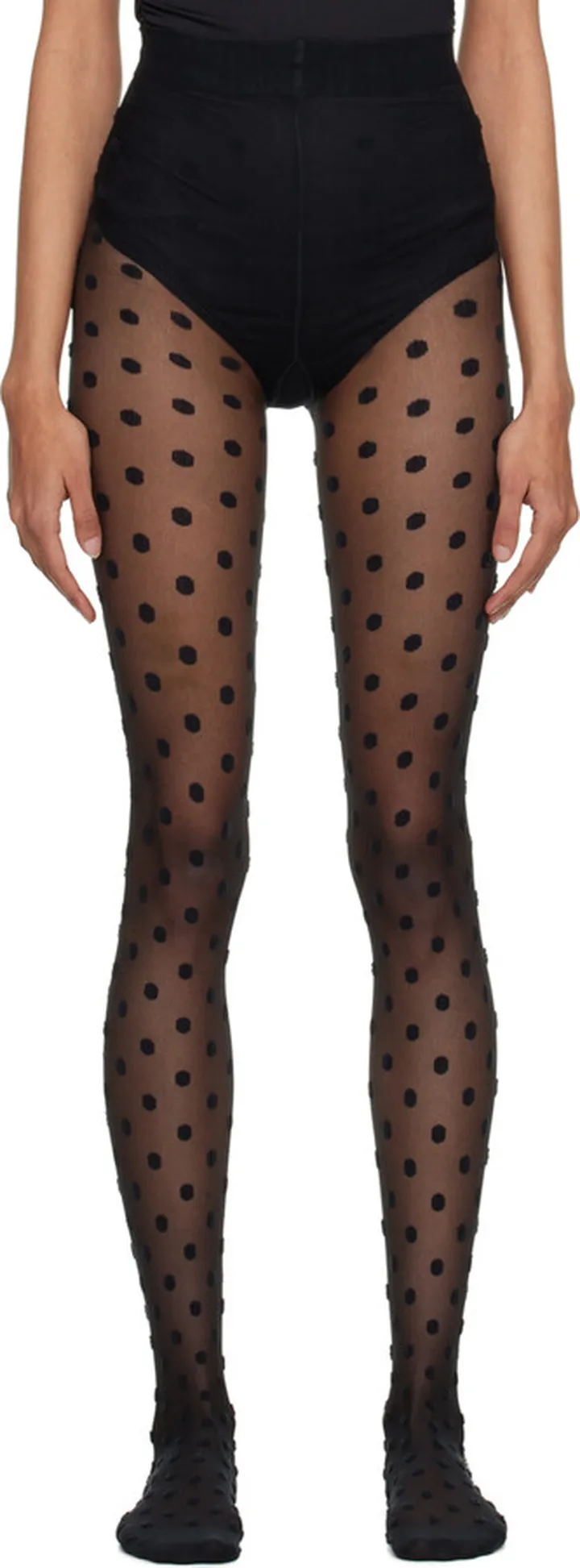 Lanvin Black Polka Dot Tights