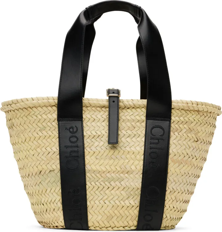 Chloé Beige & Black Medium Sense Basket Tote