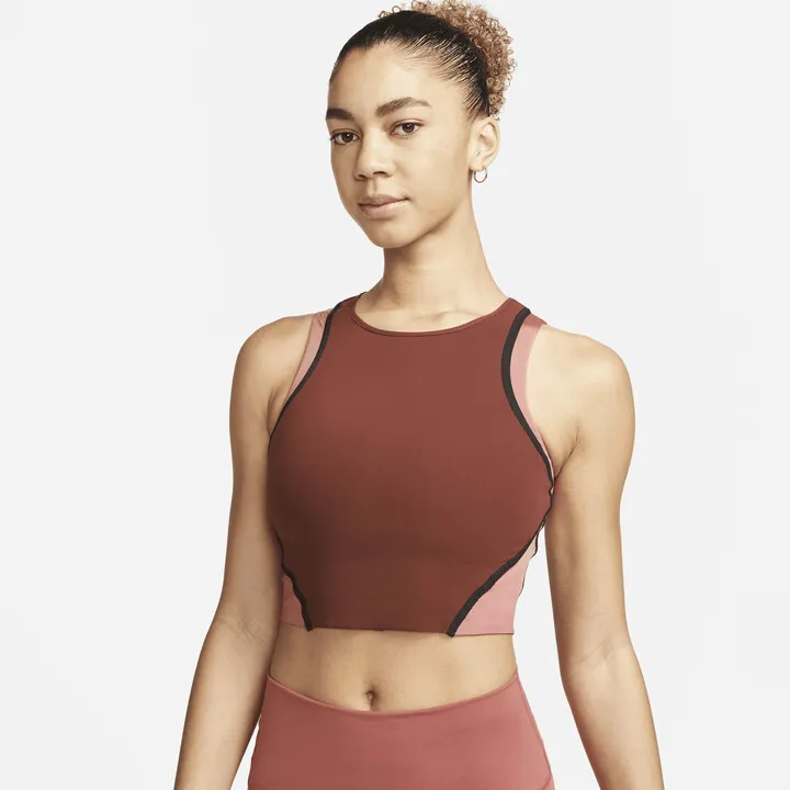 Women's Nike Yoga Dri-FIT Luxe Cropped Tank Top in Brown