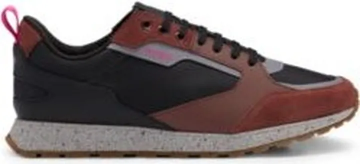 Mixed-material low-top trainers with suede facings