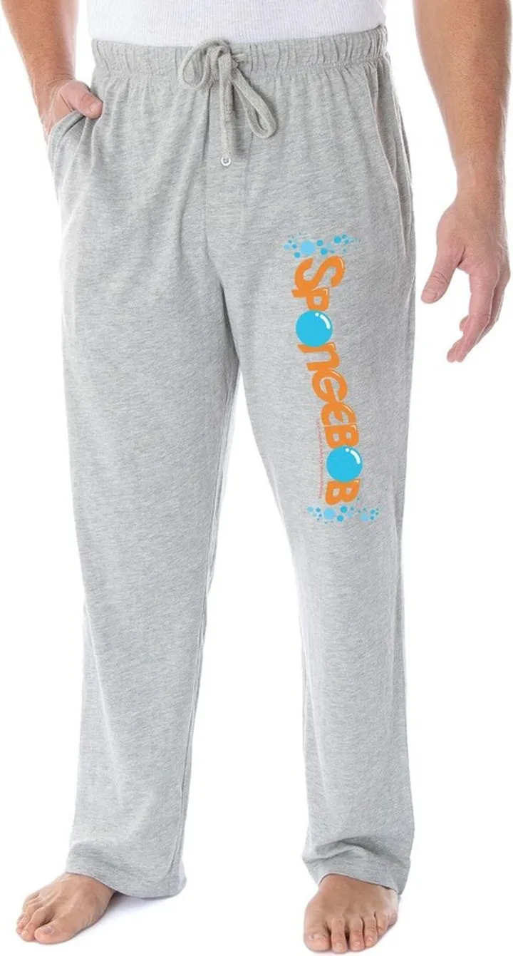 Nickelodeon Men's SpongeBob SquarePants Bubble Logo Loungewear Pajama Pants (3X) Grey