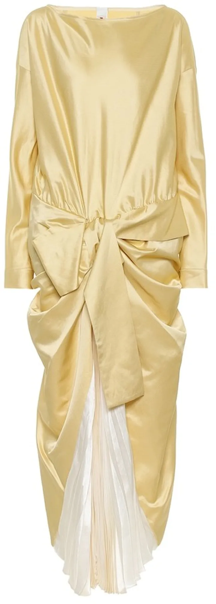 Twist bow satin midi dress