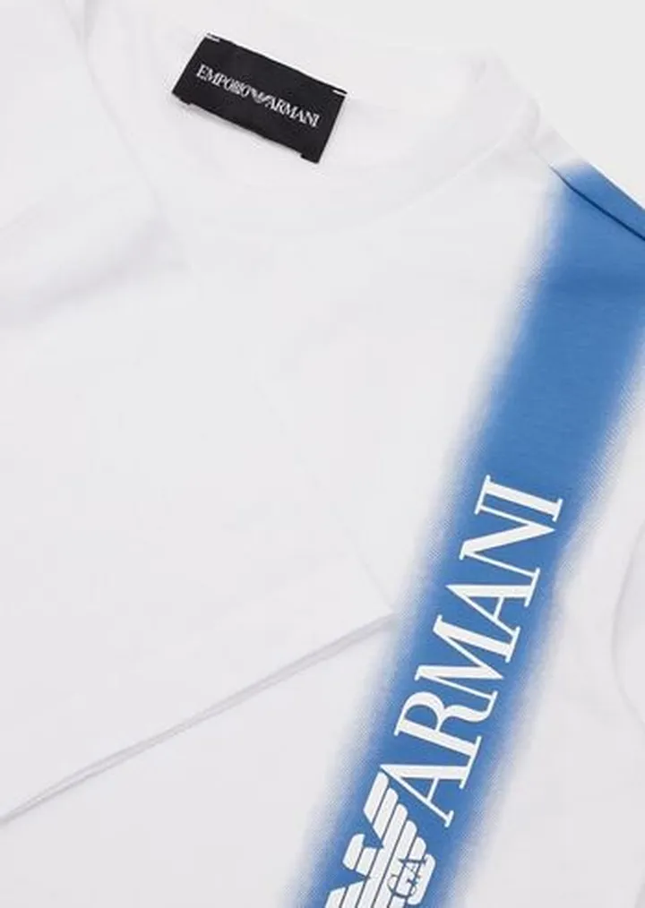Heavyweight-jersey T-shirt with gradient stripe and EA Crew logo