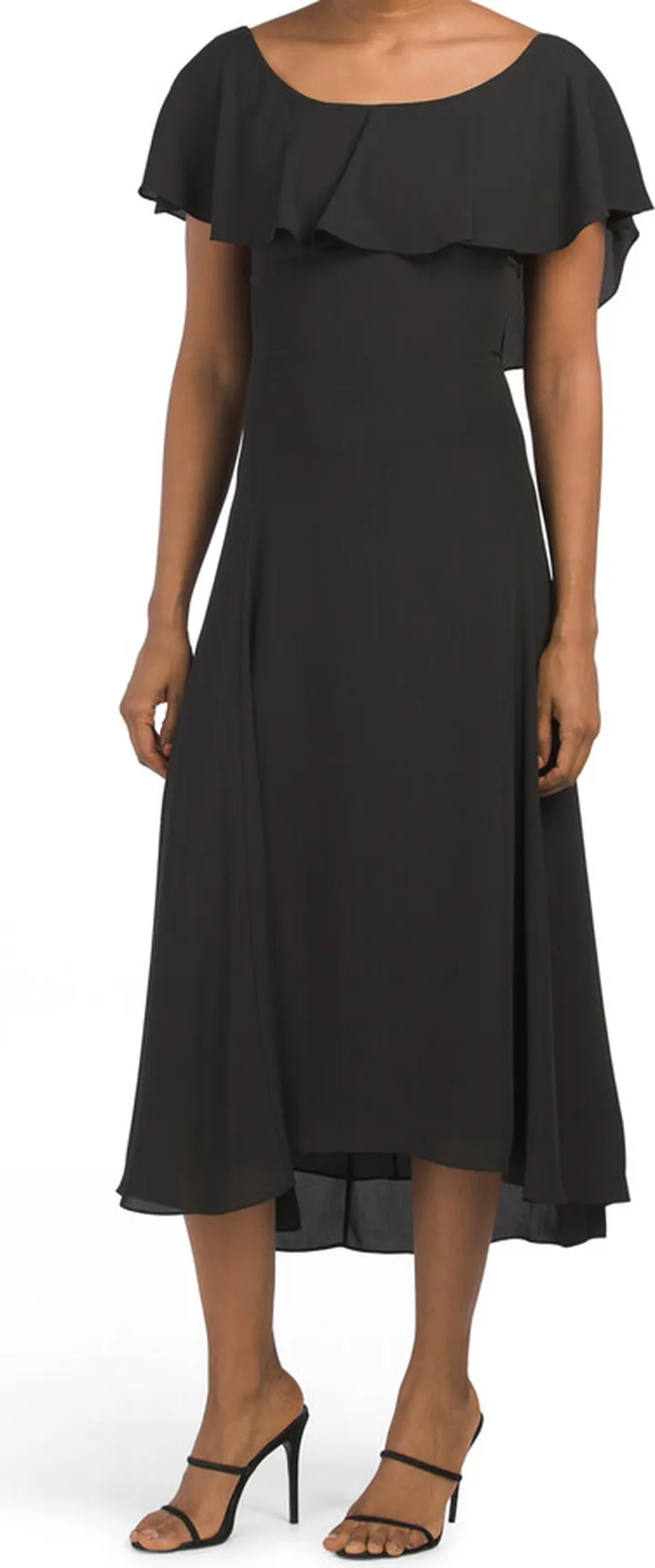 Scoop Neck Ruffle Sleeve Dress