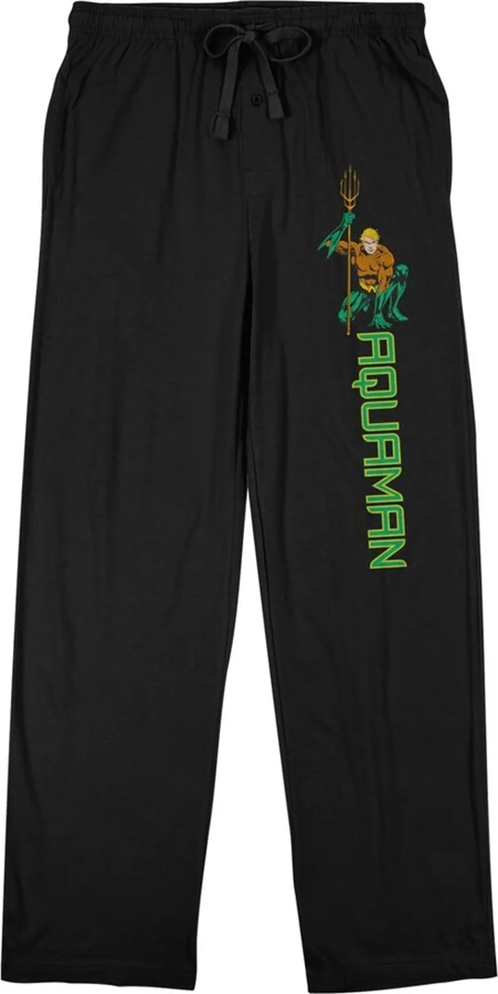 Justice League Aquaman with Trident Men's Black T-shirt