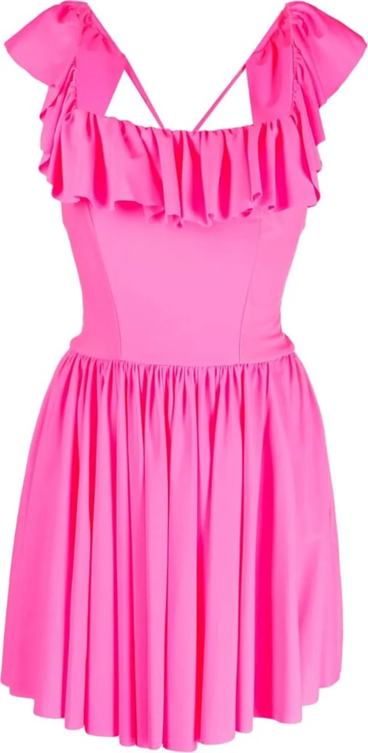 Ruffle-Detail Pleated Mini Dress
