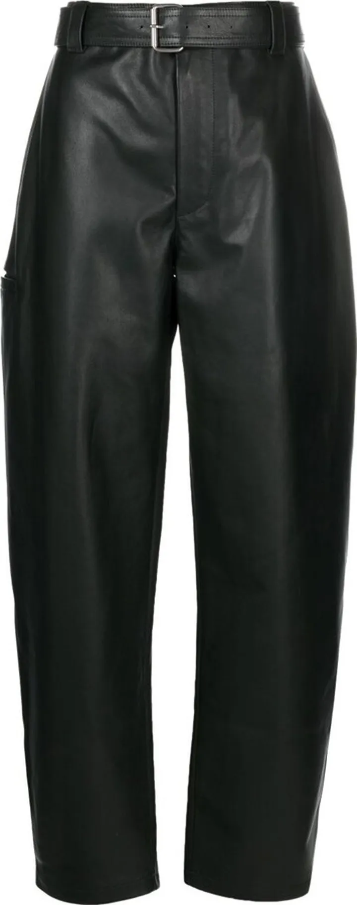 Green Barrel Leg Leather Trousers