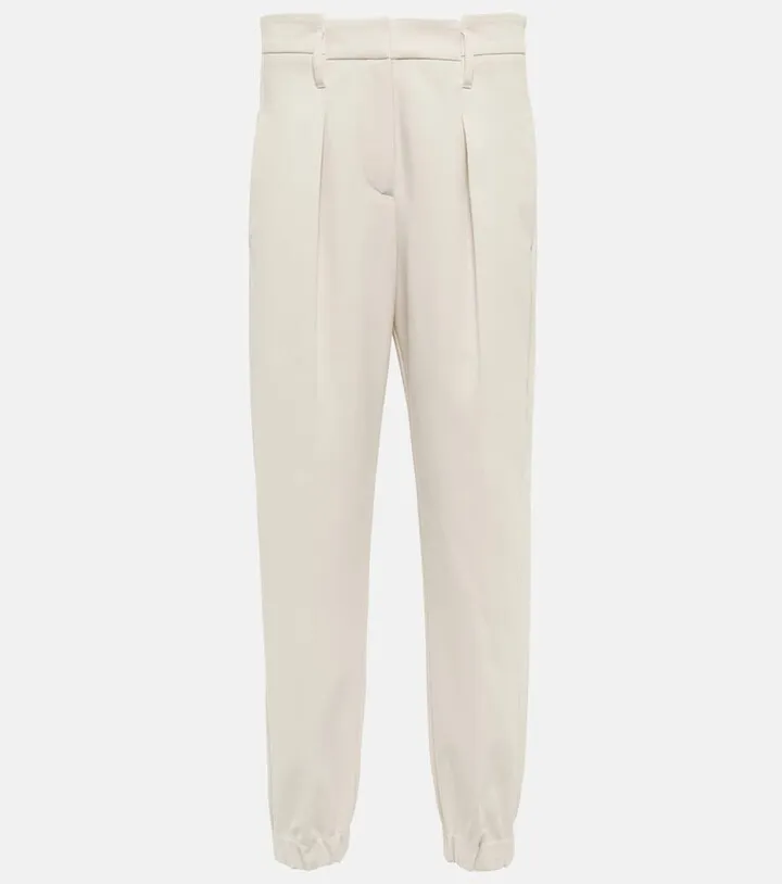Cropped cotton-blend pants