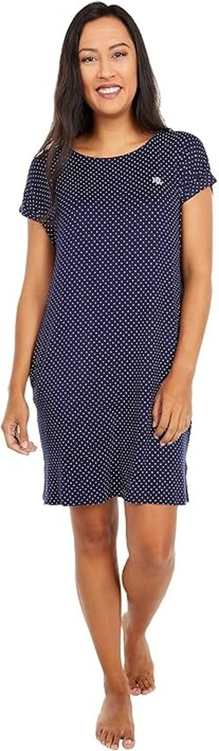 LAUREN Ralph Lauren Rayon Spandex Jersey Dolman Sleeve Sleep Tee (Navy Dot) Women's Pajama