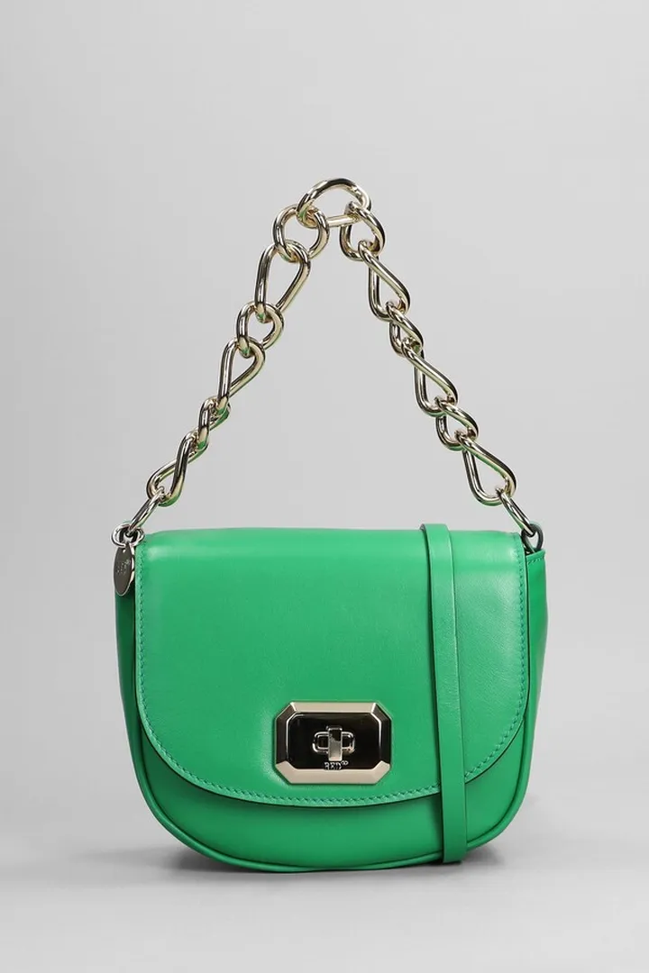 Shoulder Bag In Green Leather