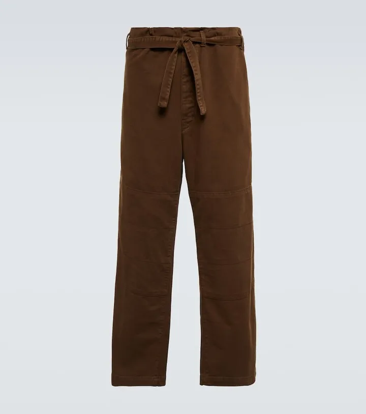 Belted wide-leg cotton pants
