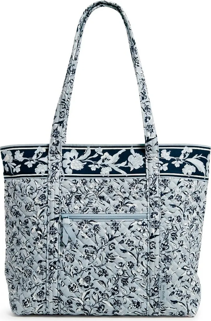 Vera Bradley Women's Recycled Cotton Vera Tote Bag Perennials Gray