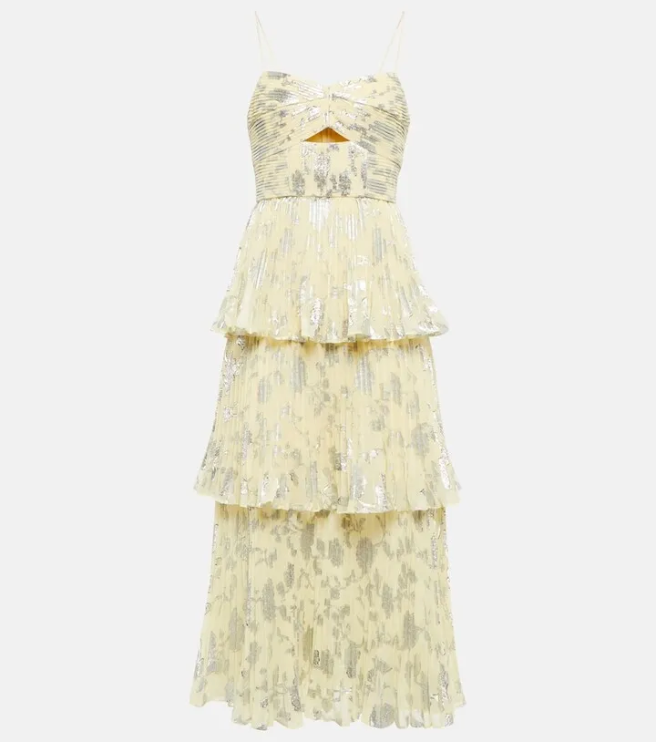 Metallic jacquard midi dress