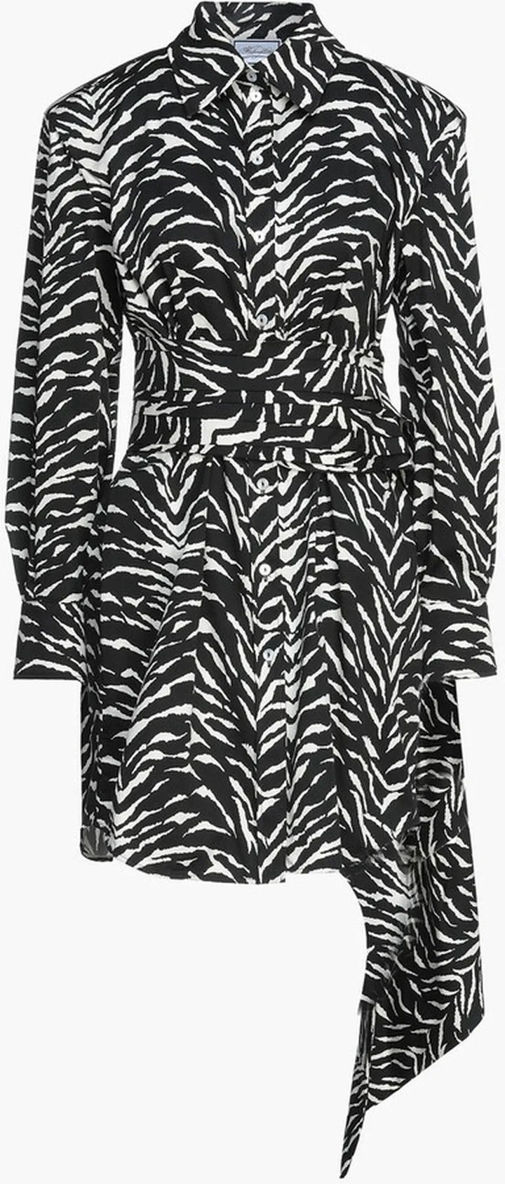 Draped zebra-print cotton-blend twill mini shirt dress