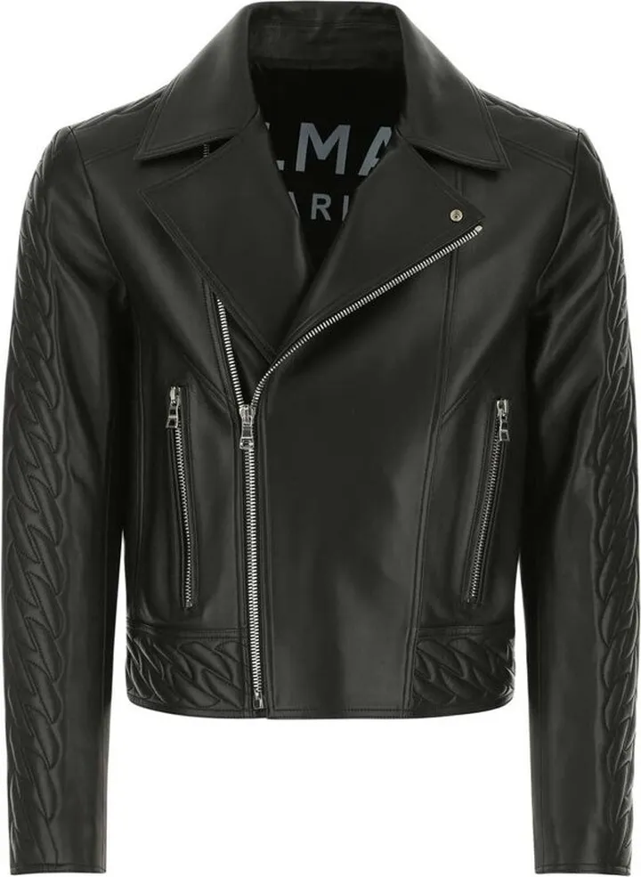 Balmain Quilted Faux Leather Biker Jacket