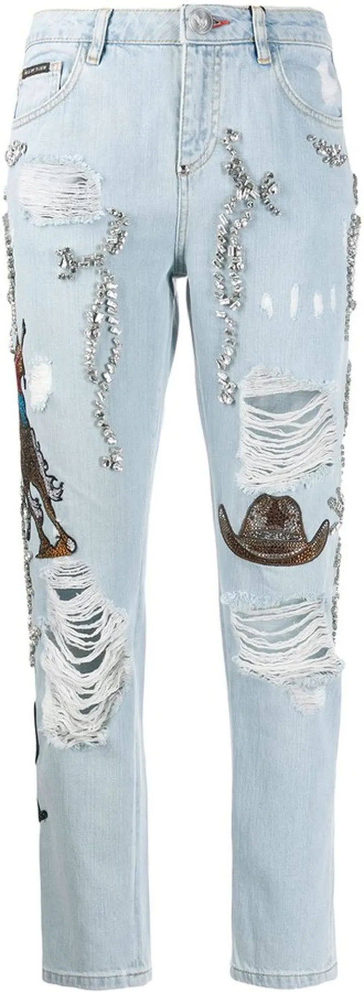 Boyfriend Cowboy patch-embellished jeans