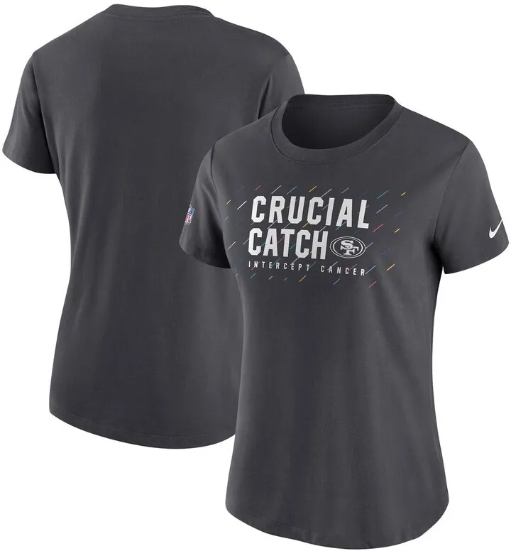 Women's Nike Anthracite San Francisco 49ers 2021 Nfl Crucial Catch Performance T-shirt