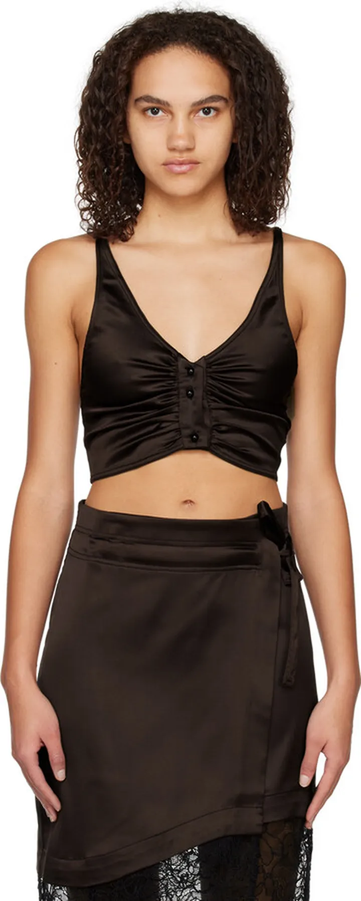 GANNI Brown Criss-Cross Camisole