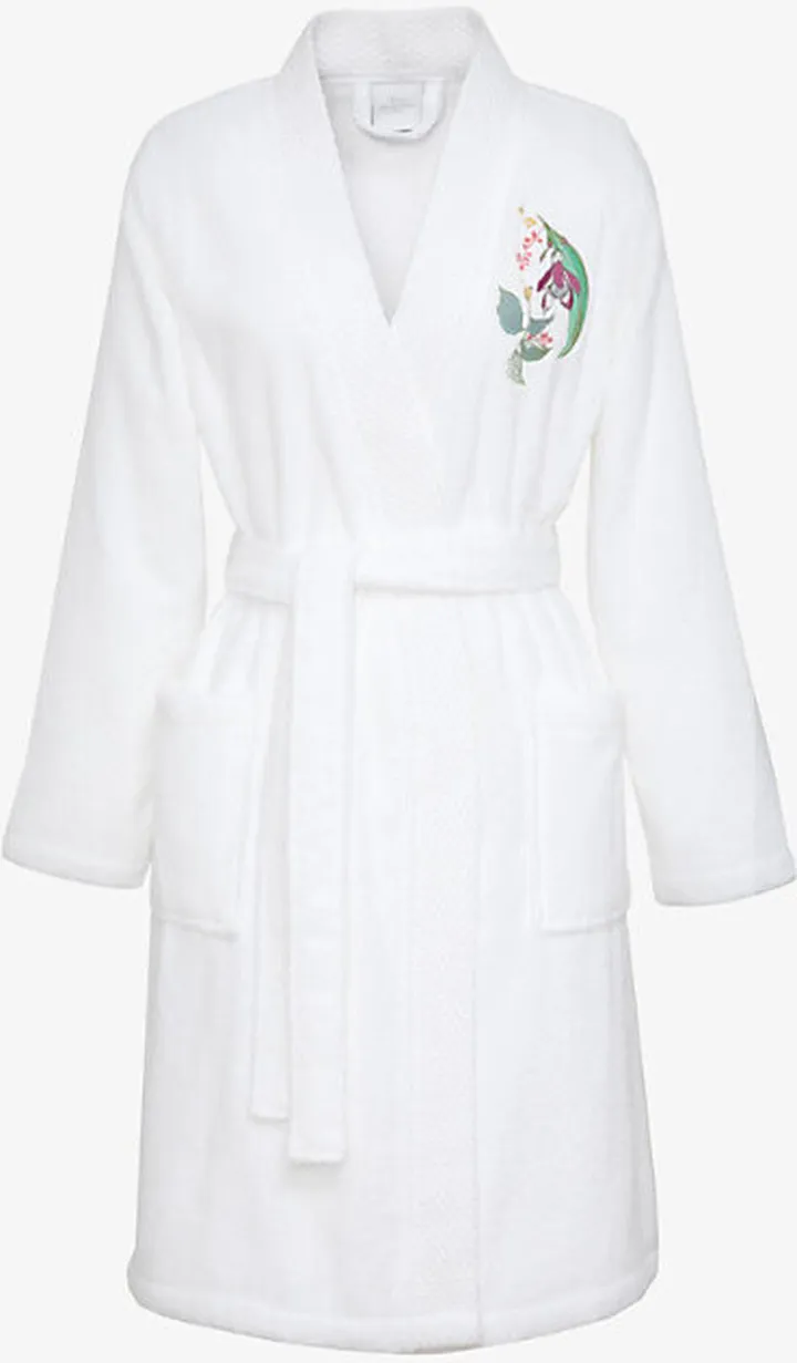 Womens Multicoloured Bahamas Flower-embroidered Organic-cotton Bath Robe