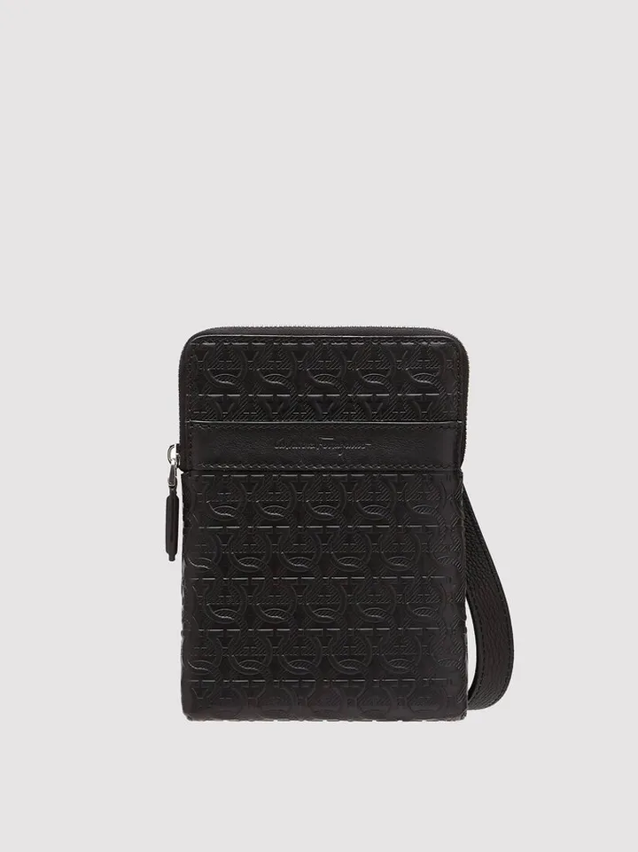 Ferragamo Men Gancini cross body bag Black