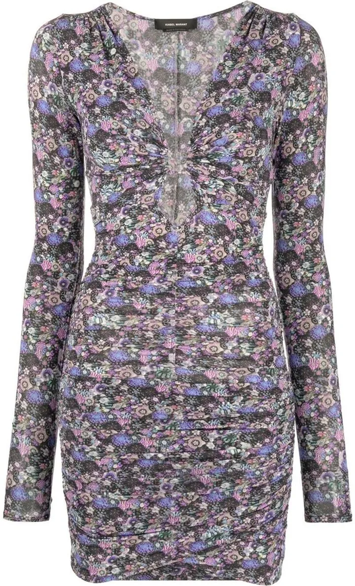 Floral-Print Ruched Dress