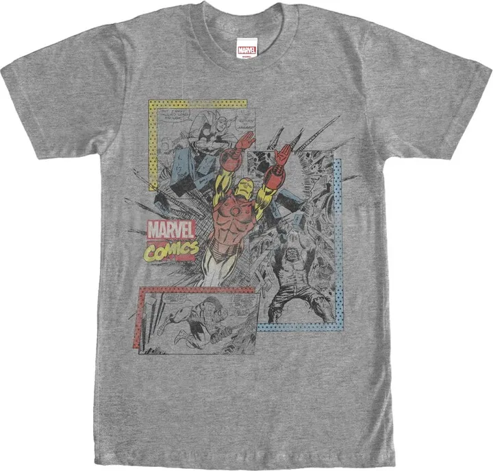 Men's Marvel Retro Comic Book Print T-Shirt - Athletic Heather - 2X Large