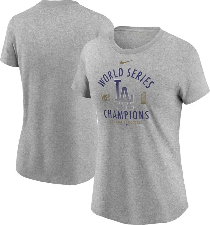 Women's Heather Charcoal Los Angeles Dodgers 2020 World Series Champions T-shirt