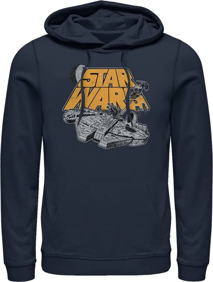 Men's Star Wars Millennium Falcon Heated Chase Pull Over Hoodie - Navy Blue - Small