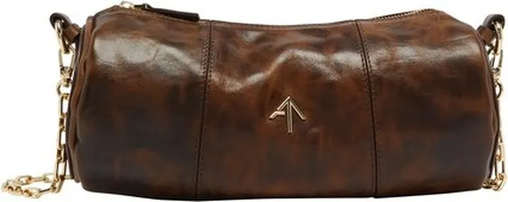 Cylinder brushed leather handbag