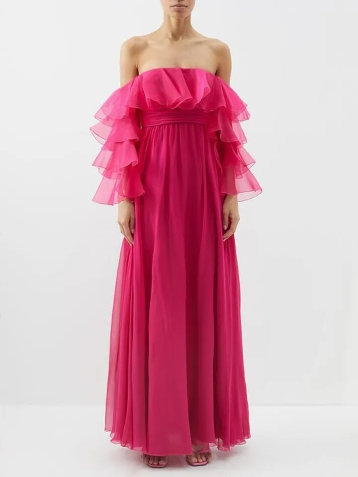 Off-the-shoulder Silk-georgette Gown