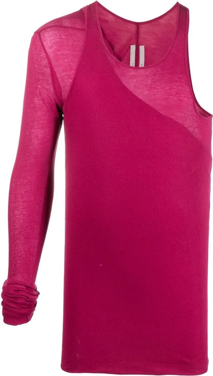 single-sleeve ruched T-shirt