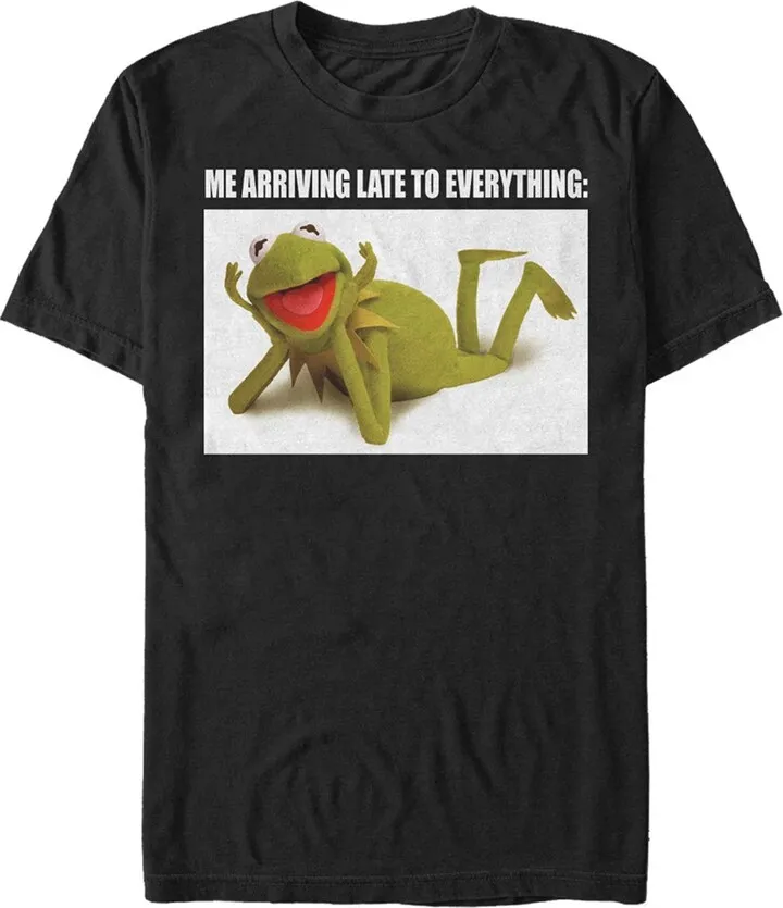 Men's The Muppets Kermit Meme T-Shirt - Black - Large Tall