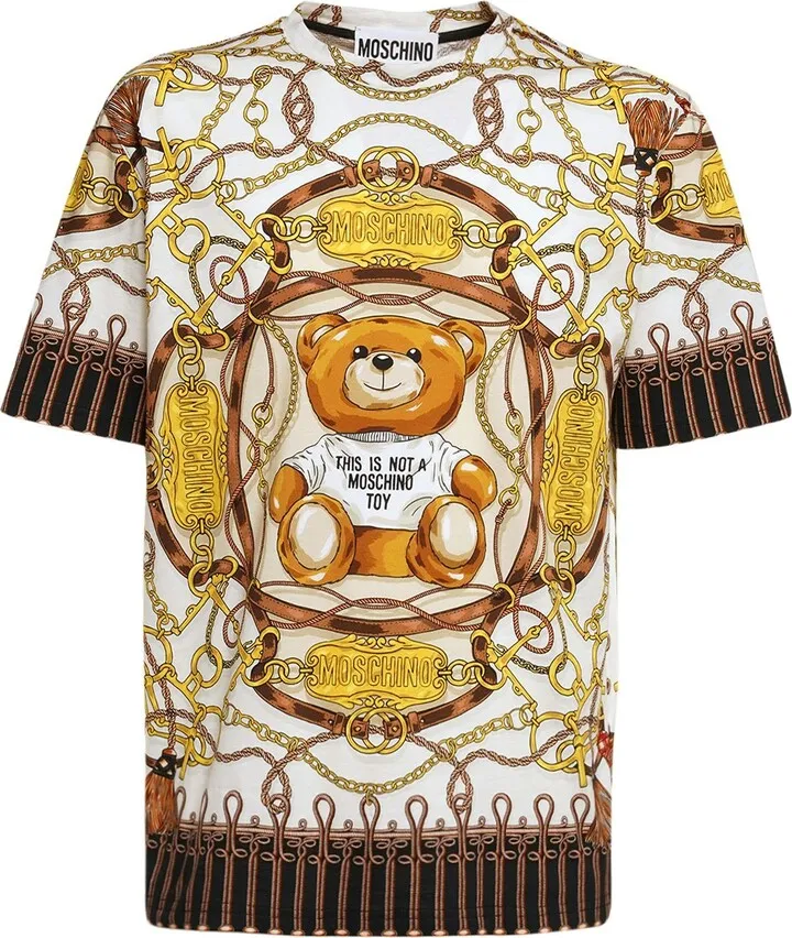 Teddy scarf print cotton jersey t-shirt