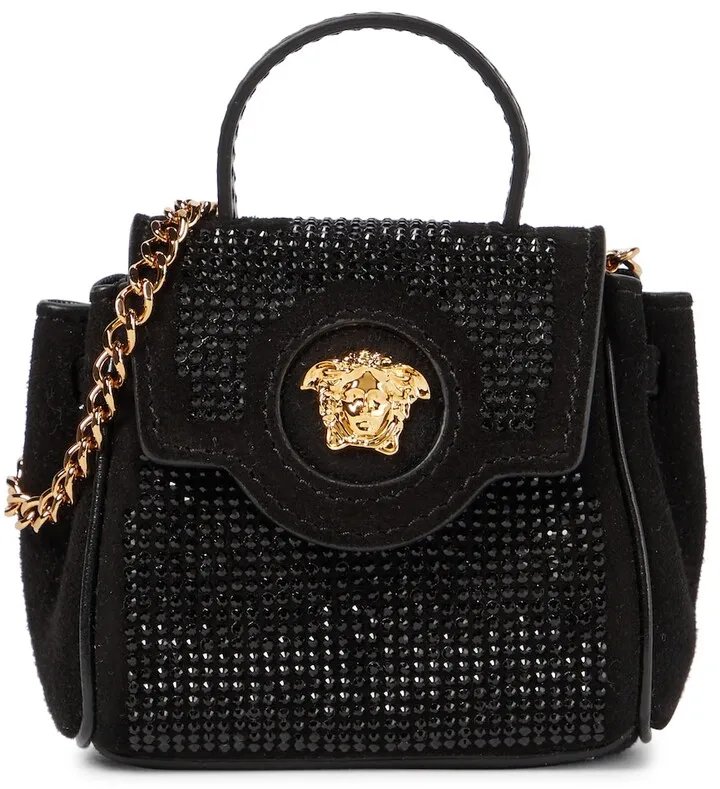 Medusa Mini embellished suede tote