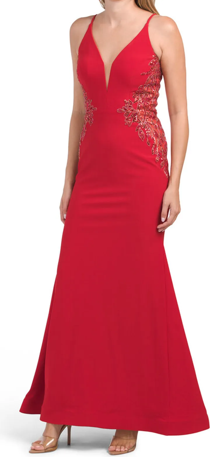 Sleeveless Gown With Beaded Side Detail
