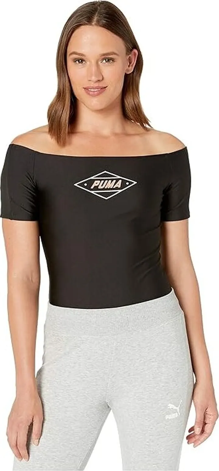 PUMA LuXTG Short Sleeve Bodysuit (Puma Black) Women's Swimsuits One Piece