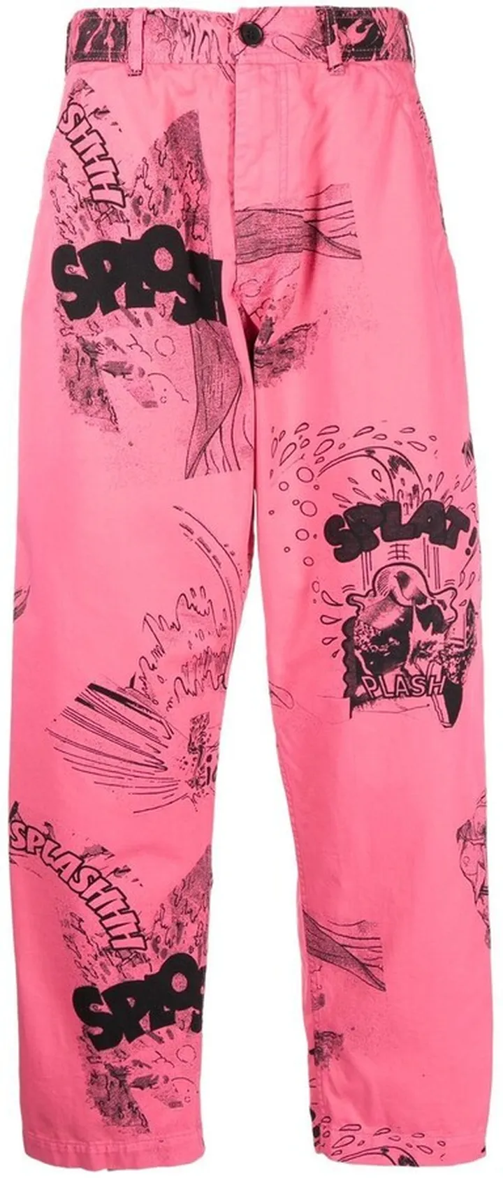 Cartoon-Print Straight Leg Trousers