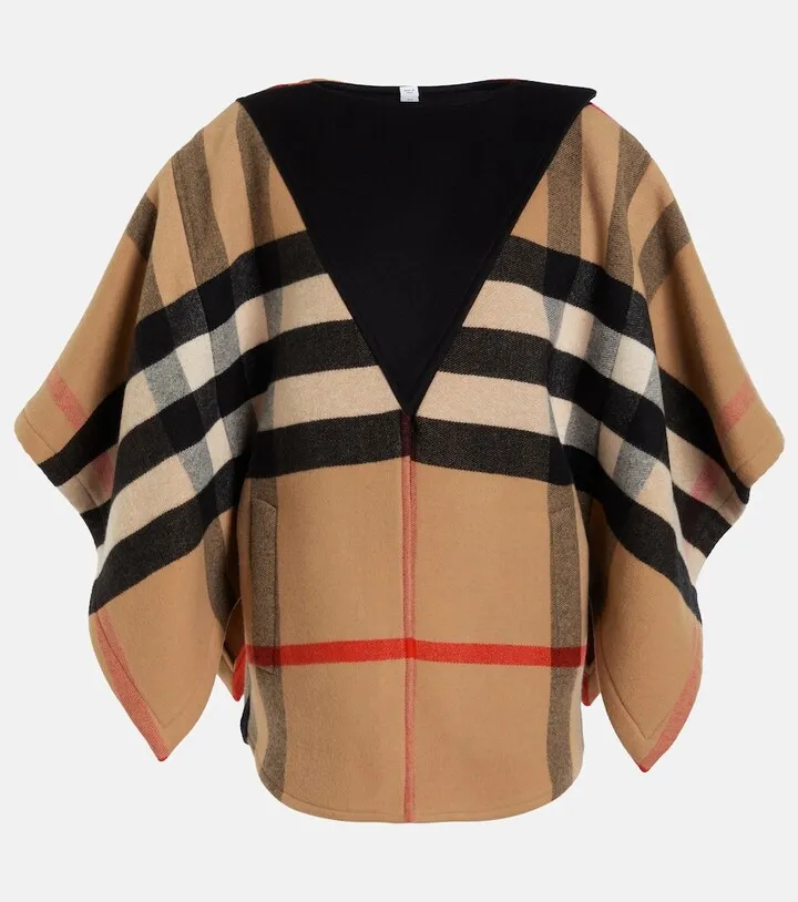 Vintage Check cashmere cape